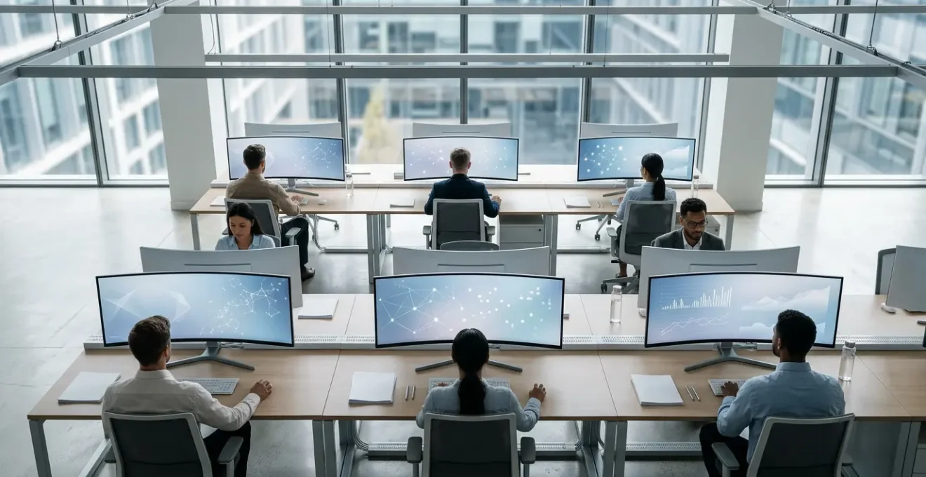 Réseau interconnecté de systèmes informatiques dans le secteur des assurances illustrant l'interopérabilité