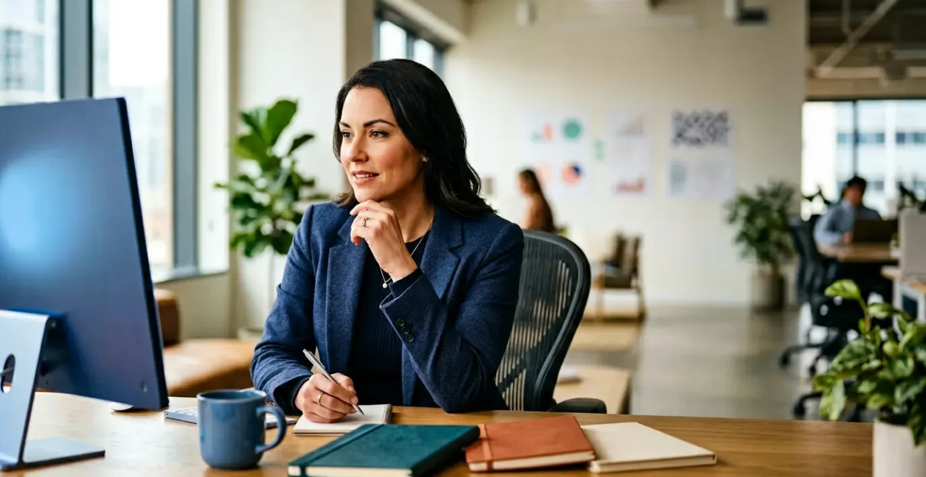 Professionnel de l'assurance analysant des données de satisfaction client sur un espace de travail moderne